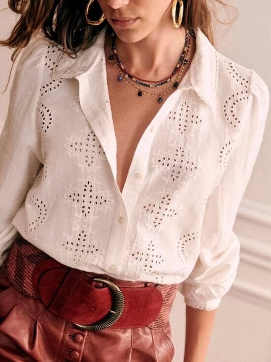 Sezane Tops - NWOT Sézane Ponnie Shirt, Ecru, FR 34 / US 2